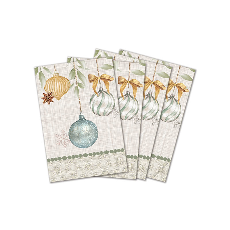 KIT 4 GUARDANAPOS DE ALGODAO 50X50 CM PEACE ON EARTH - MICHEL DESIGN WORKS