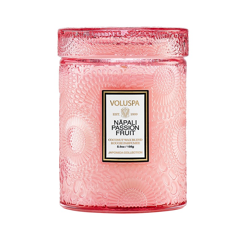 MINI VELA POTE VIDRO 50H RELEVO NAPALI PASSION FRUIT - VOLUSPA