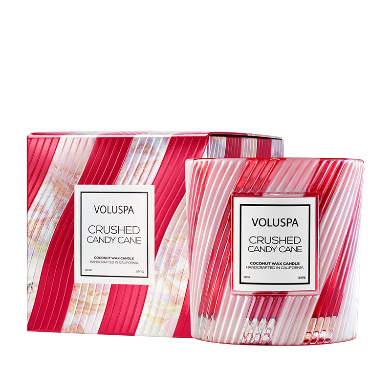 VELA COPO VIDRO CLASSICO LUXE 60H CRUSHED CANDY CANE - VOLUSPA