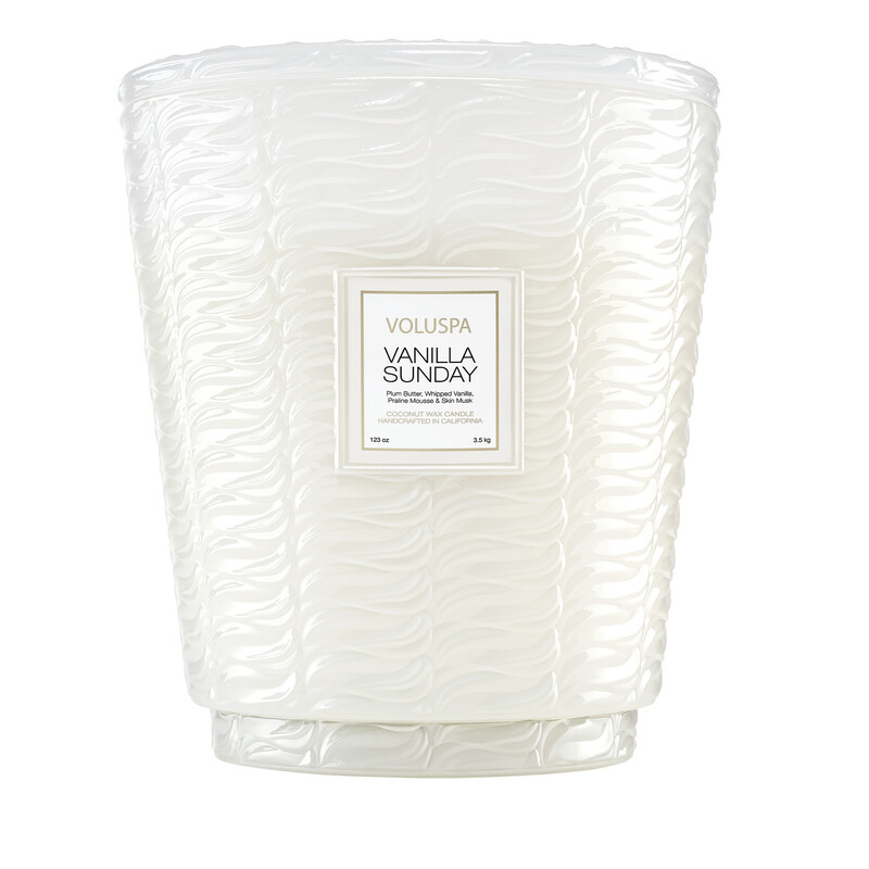 VELA POTE VIDRO +250H 5 PAVIOS VANILLA SUNDAY - VOLUSPA