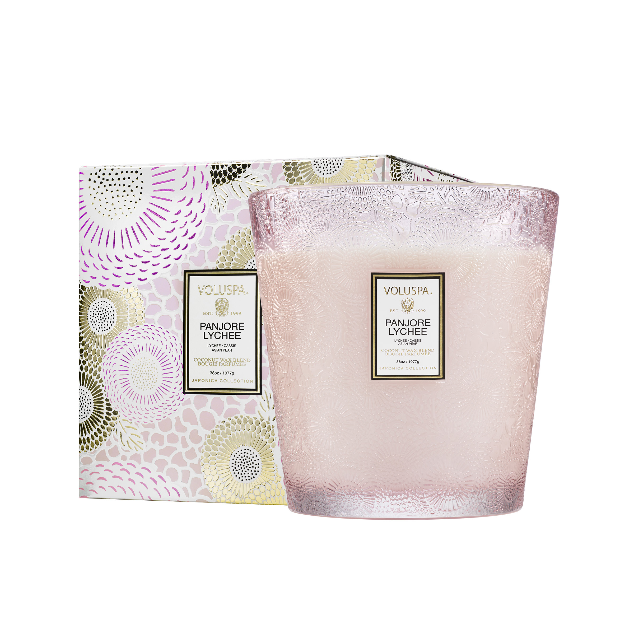 VELA VASO PEDESTAL 3 PAVIOS +80H PANJORE LYCHEE - VOLUSPA