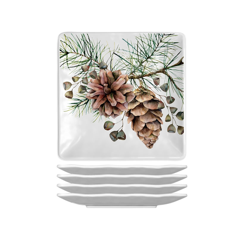 CONJUNTO DE PRATOS PARA CANAPES EM MELAMINA WHITE SPRUCE - MICHEL DESIGN WORKS