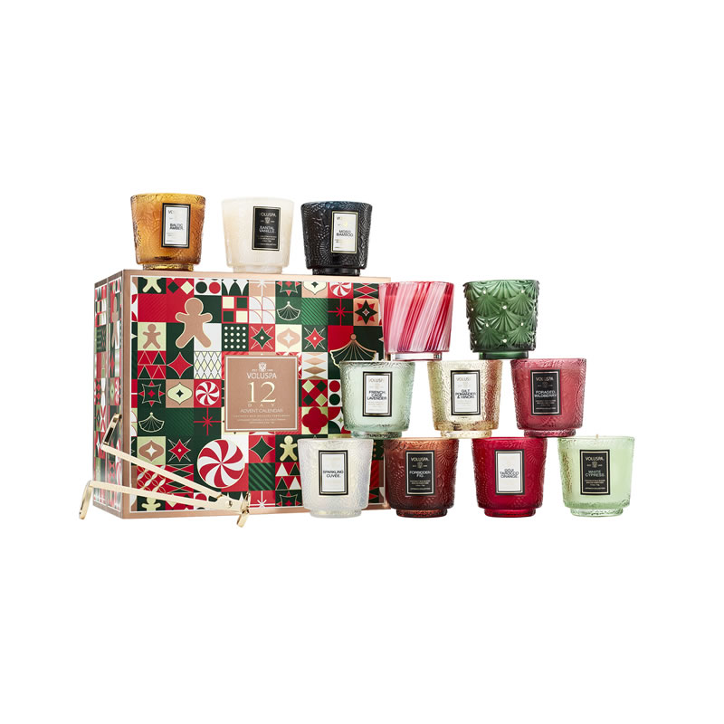 KIT 12 MINI VELAS COPO VIDRO VOTIVE 25H ADVENT CALENDAR - VOLUSPA