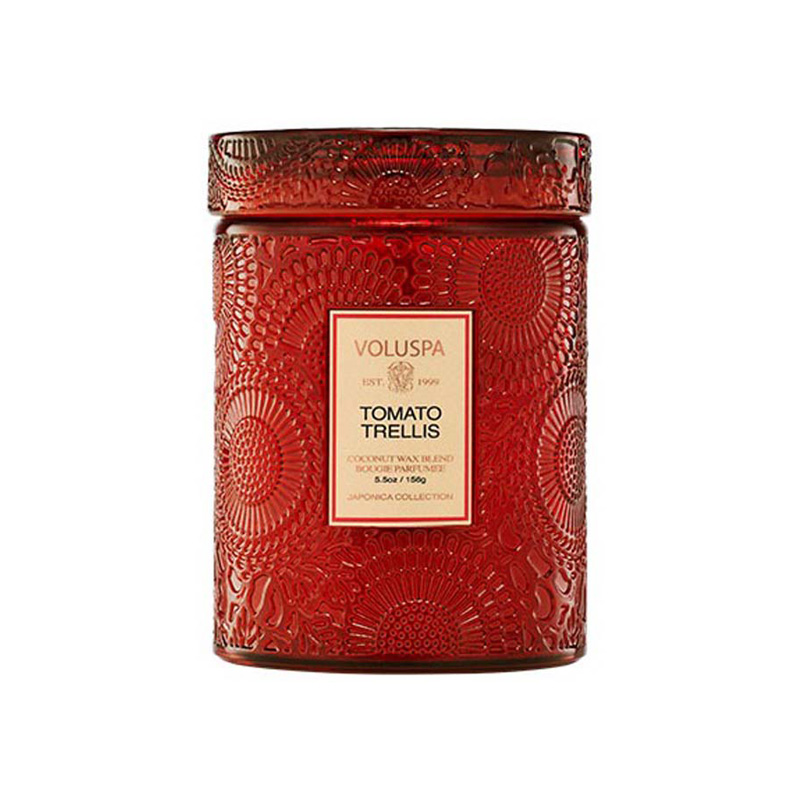 MINI VELA POTE VIDRO 50H RELEVO TOMATO TRELLIS - VOLUSPA
