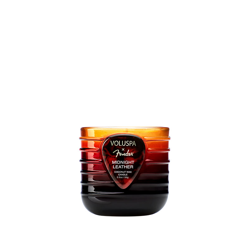 MINI VELA COPO VIDRO PEDESTAL 20H MIDNIGHT LEATHER - VOLUSPA