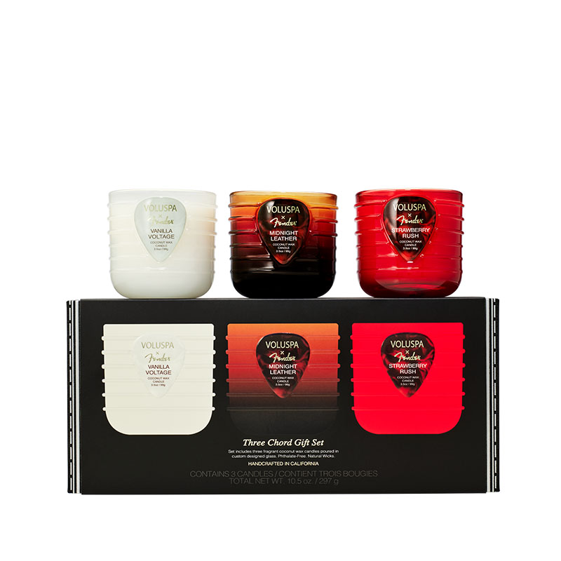 KIT 3 MINI VELAS COPO VIDRO PEDESTAL 20H FENDER - VOLUSPA