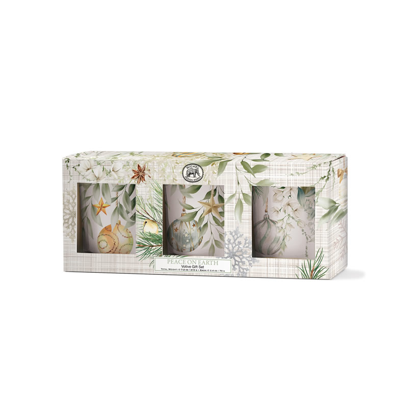 KIT 3 MINI VELAS VOTIVE 15H PEACE ON EARTH - MICHEL DESIGN WORKS