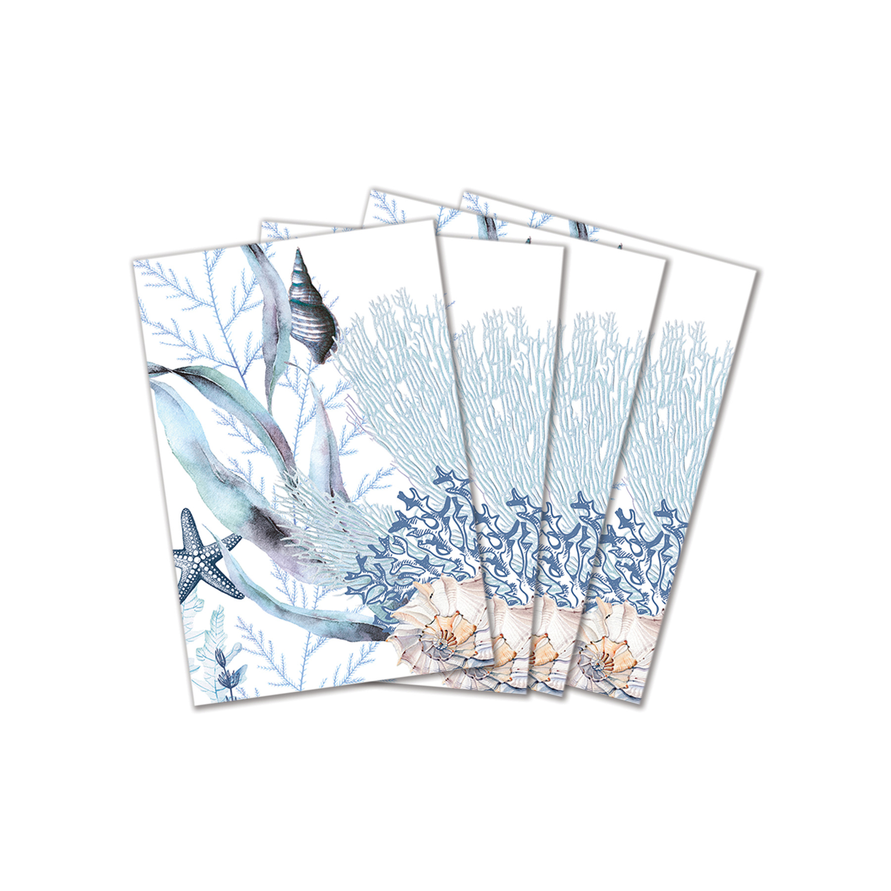 KIT 4 GUARDANAPOS DE ALGODAO 50X50 CM OCEAN TIDE - MICHEL DESIGN WORKS
