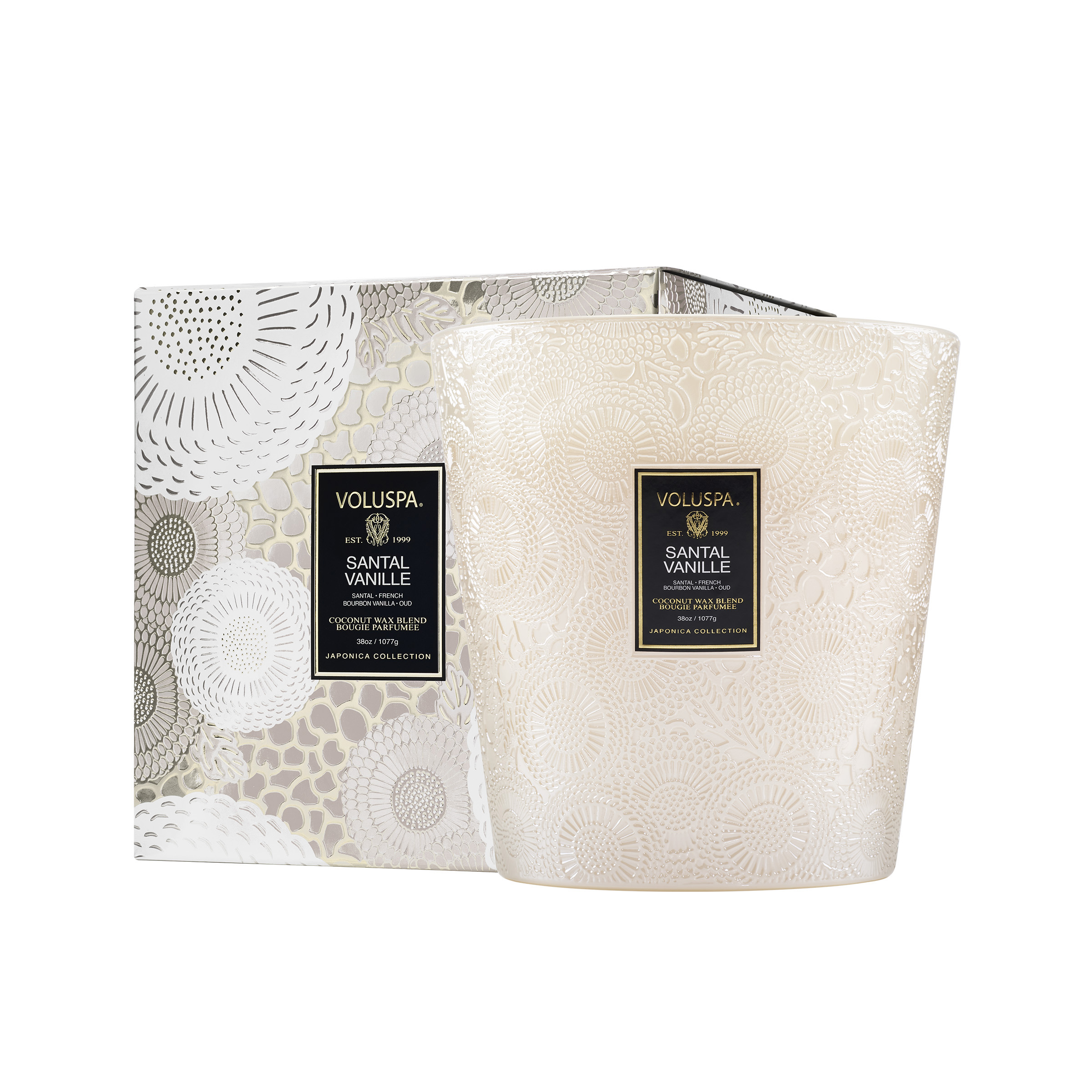 VELA VASO PEDESTAL 3 PAVIOS +80H SANTAL VANILLE - VOLUSPA