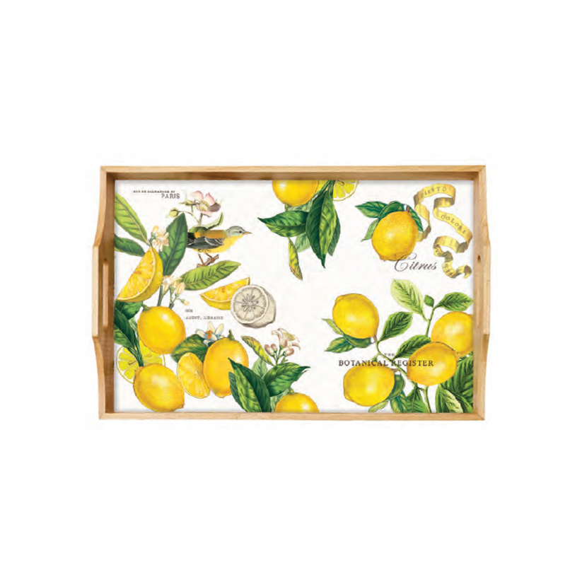 BANDEJA RETANGULAR DE MADEIRA 50X34,92X6,6 CM LEMON BASIL - MICHEL DESIGN WORKS