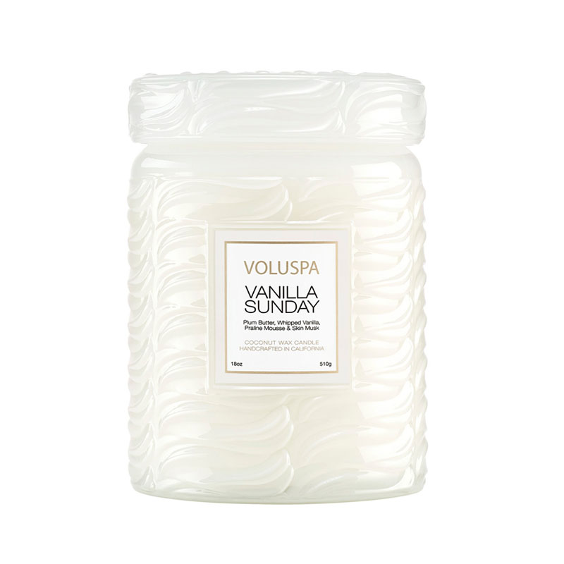 VELA POTE VIDRO G 100H TAMPA VIDRO VANILLA SUNDAY - VOLUSPA