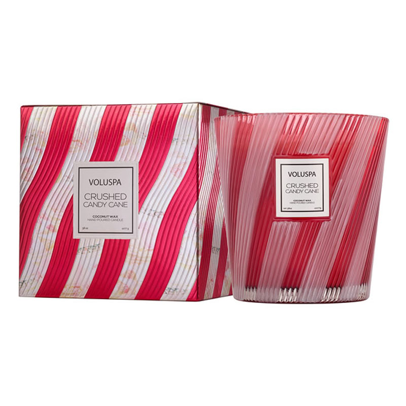 VELA VASO PEDESTAL 3 PAVIOS +80H CRUSHED CANDY CANE - VOLUSPA