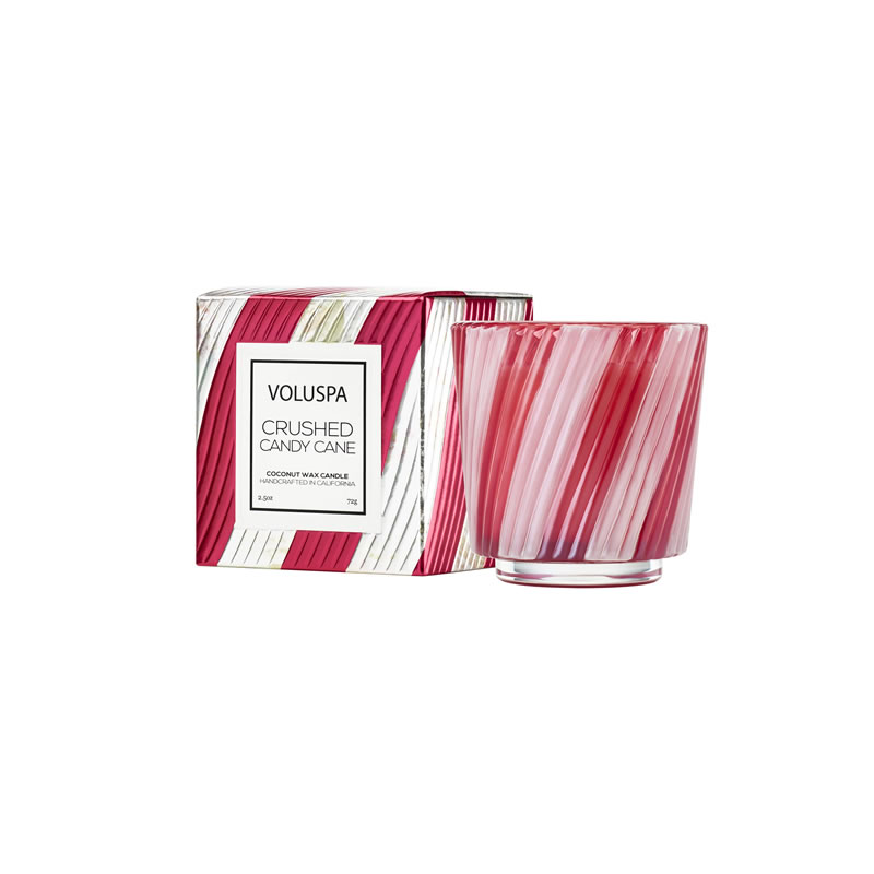 MINI VELA COPO VIDRO VOTIVE 25H CRUSHED CANDY CANE - VOLUSPA