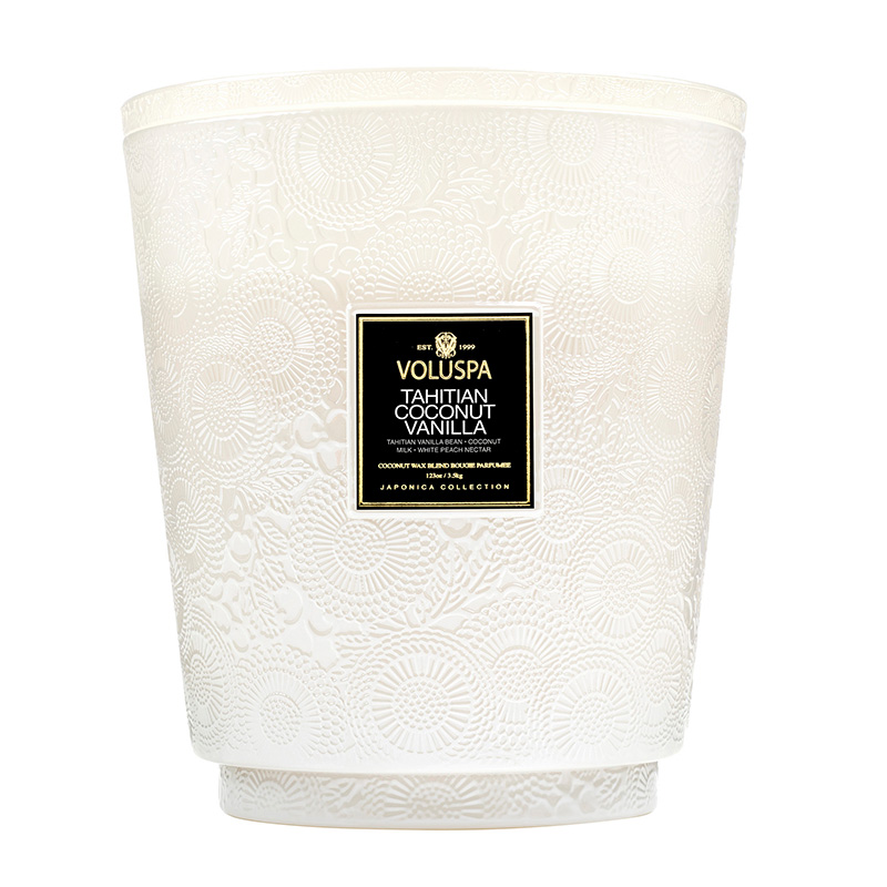 VELA POTE VIDRO +250H 5 PAVIOS TAHITIAN COCONUT VANILLA - VOLUSPA