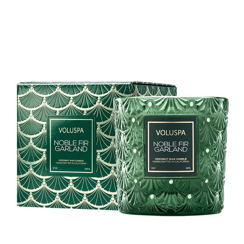 VELA COPO VIDRO CLASSICO LUXE 60H NOBLE FIR GARLAND - VOLUSPA