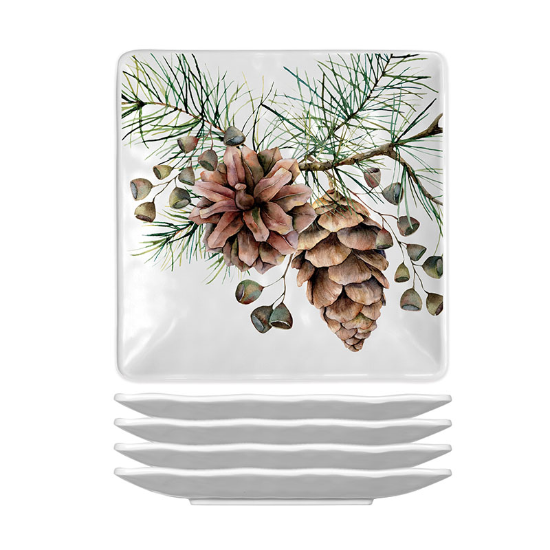 CONJUNTO DE PRATOS PARA CANAPES EM MELAMINA WHITE SPRUCE - MICHEL DESIGN WORKS