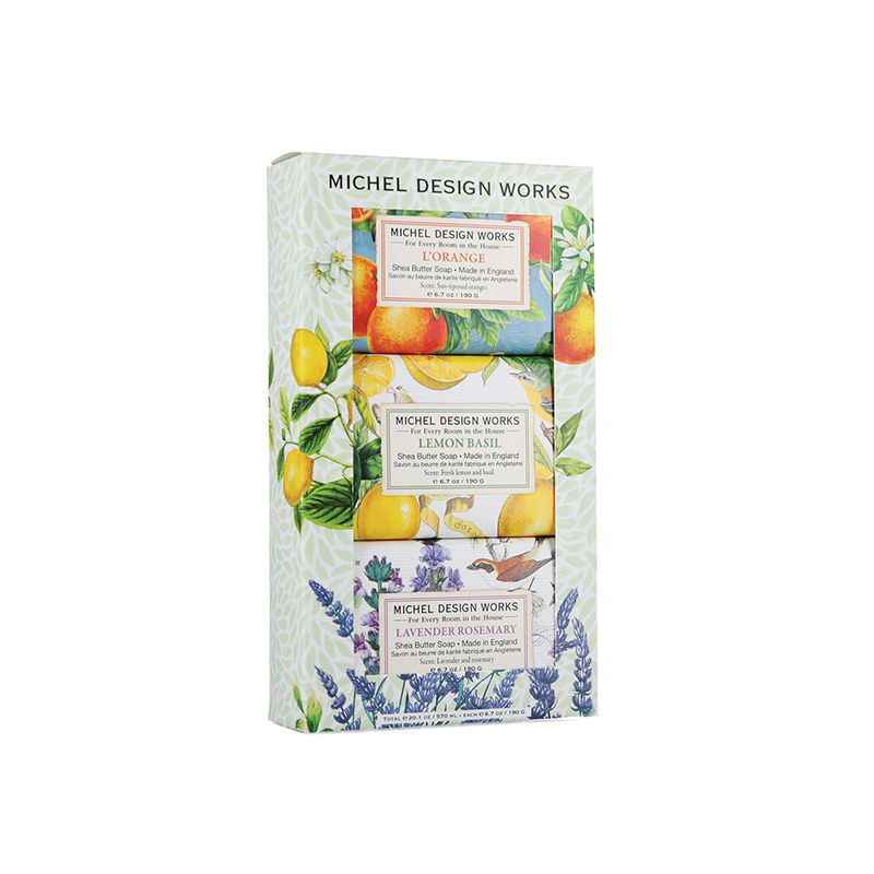 KIT COM 3 SABONETES EM BARRA 189G BOTANICALS - MICHEL DESIGN WORKS