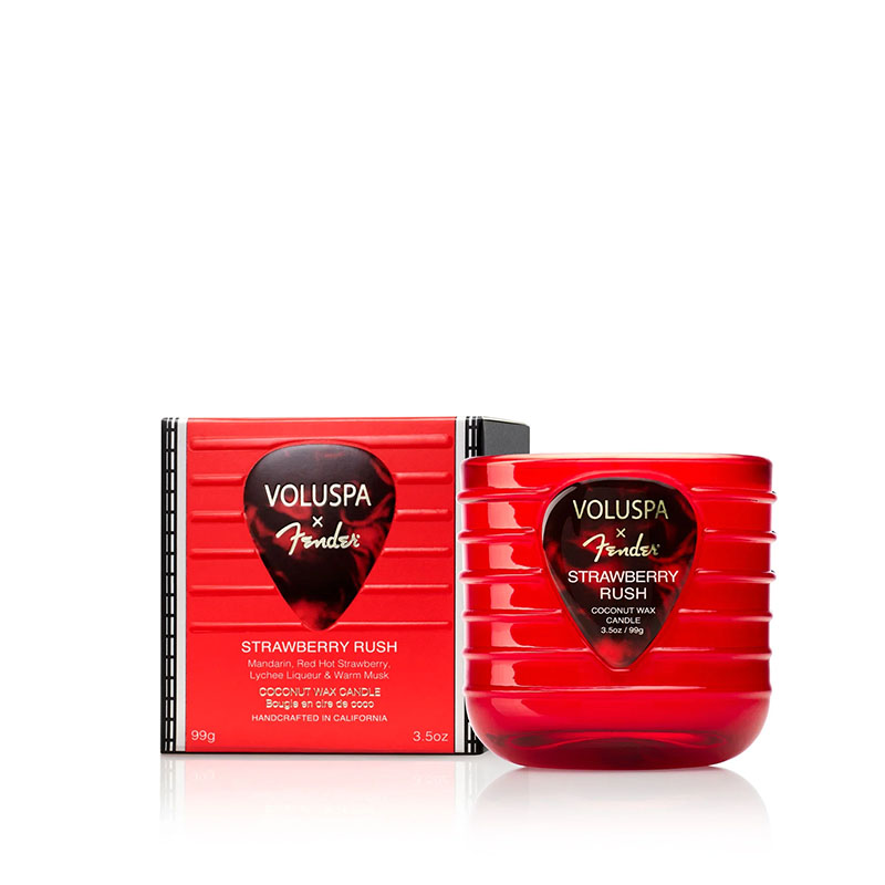 MINI VELA COPO VIDRO PEDESTAL 20H STRAWBERRY RUSH - VOLUSPA