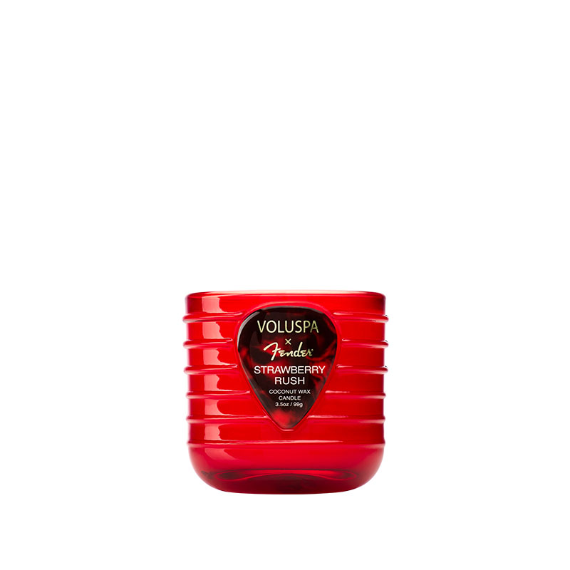 MINI VELA COPO VIDRO PEDESTAL 20H STRAWBERRY RUSH - VOLUSPA