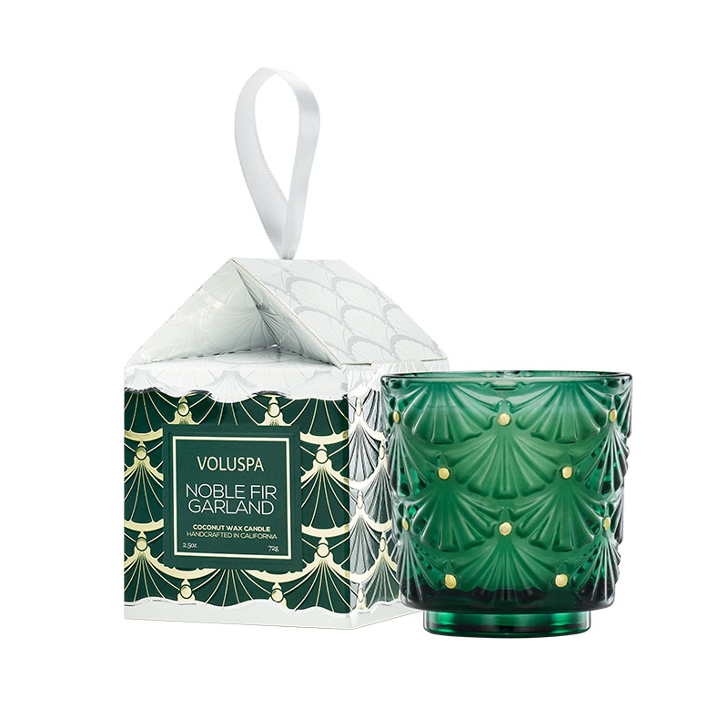 MINI VELA COPO VIDRO ORNAMENT PEDESTAL 25H NOBLE FIR GARLAND - VOLUSPA