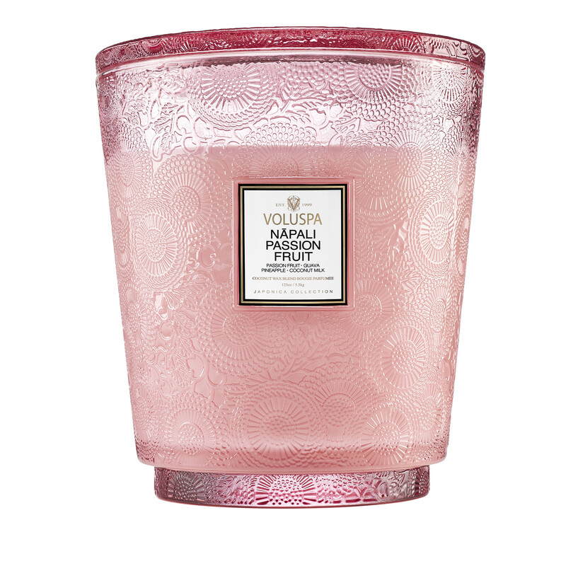 VELA POTE VIDRO +250H 5 PAVIOS NAPALI PASSION FRUIT - VOLUSPA