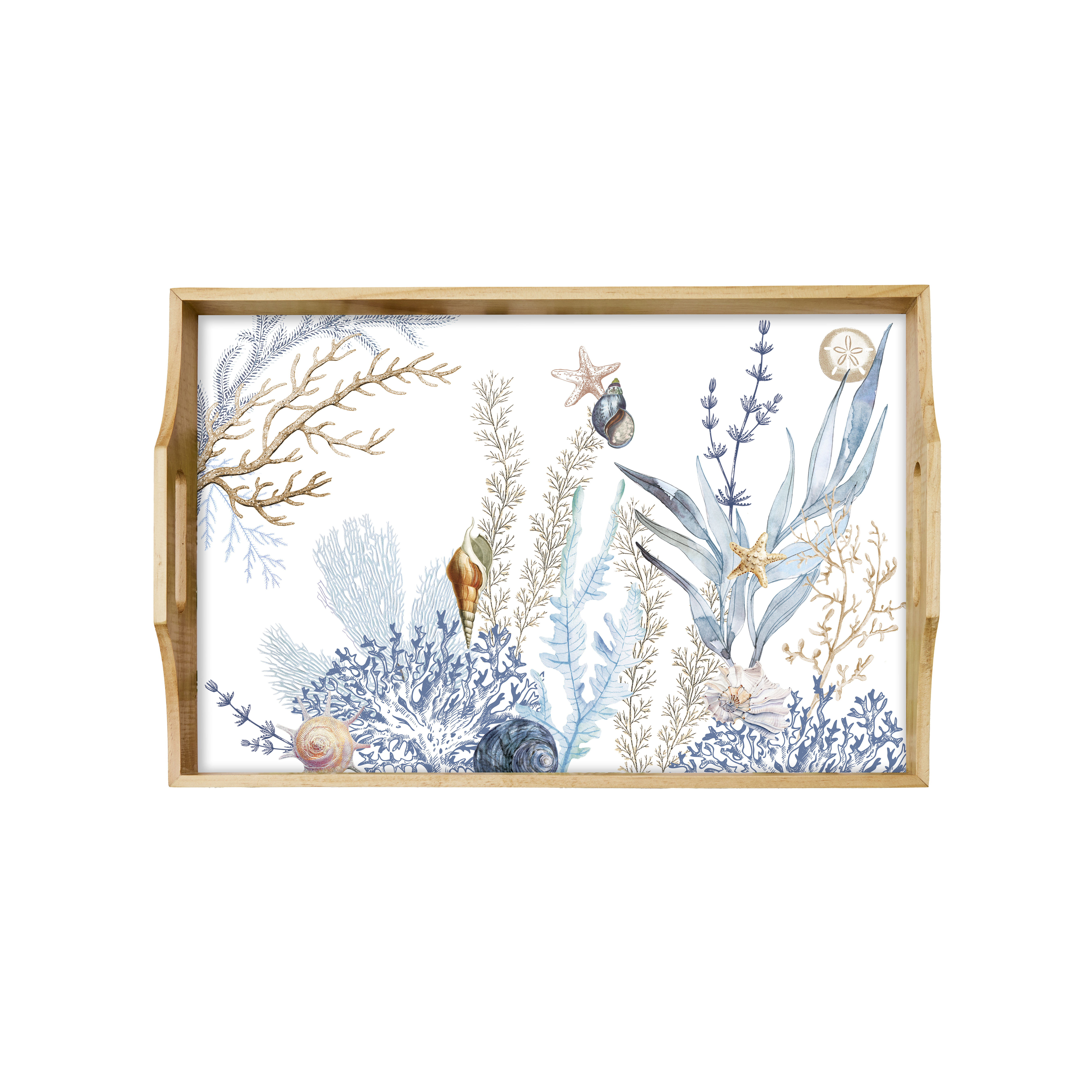 BANDEJA RETANGULAR DE MADEIRA 50X34,92X6,6 CM OCEAN TIDE - MICHEL DESIGN WORKS