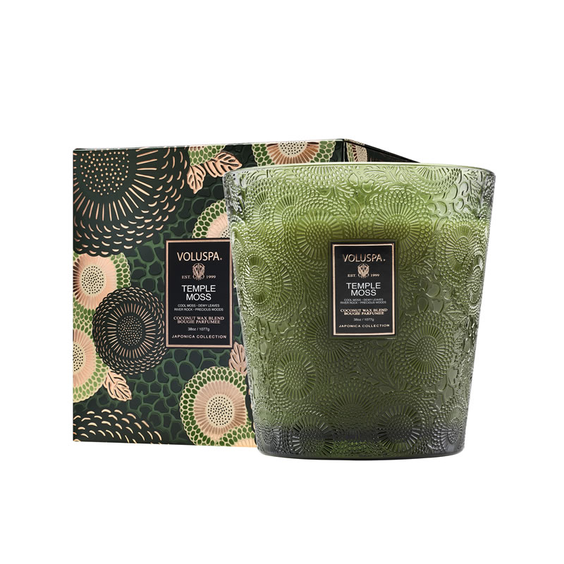 VELA VASO PEDESTAL 3 PAVIOS +80H TEMPLE MOSS - VOLUSPA