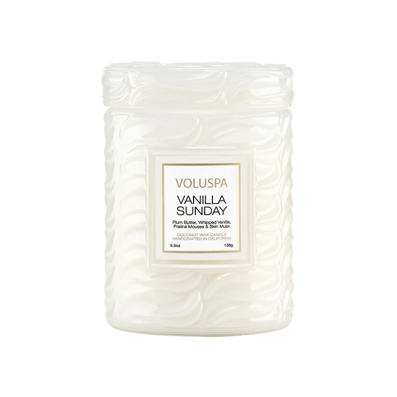 MINI VELA POTE VIDRO 50H RELEVO VANILLA SUNDAY - VOLUSPA