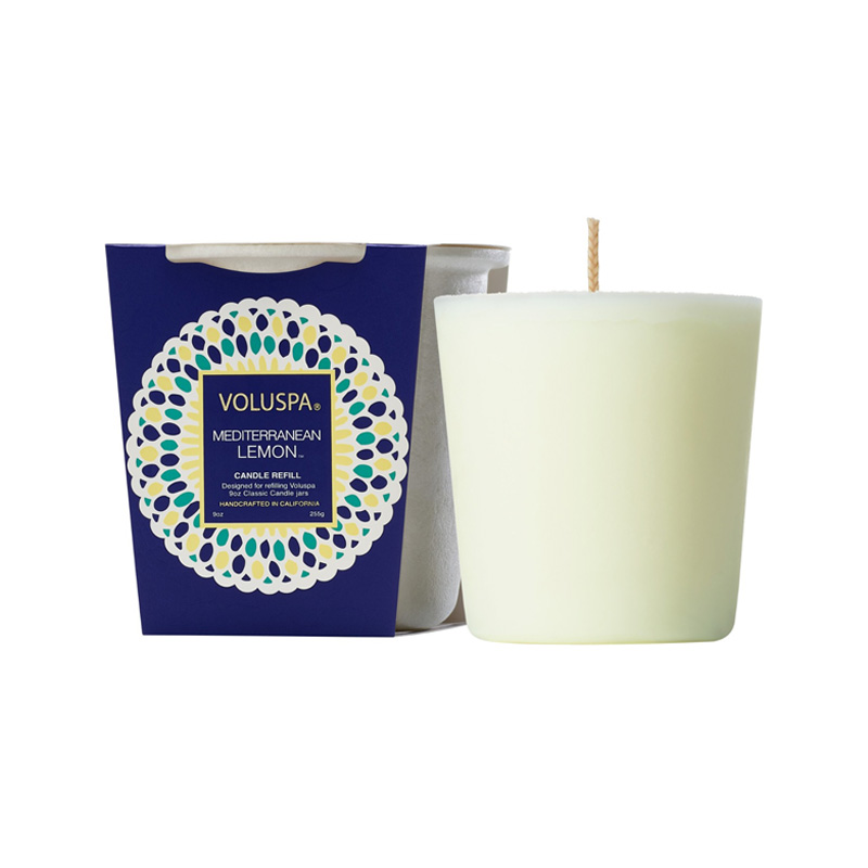 REFIL VELA COPO VIDRO CLASSICO 60H MEDITERRANEAN LEMON - VOLUSPA